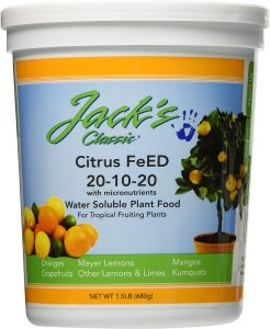 Jack's citrus food with proper NPK for proper nutrients