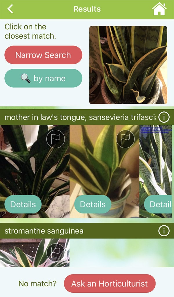 Screenshot of gardens app for review