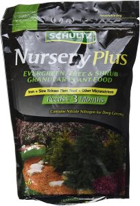 Arborvitae fertilization with schultz nursery plus is recommended