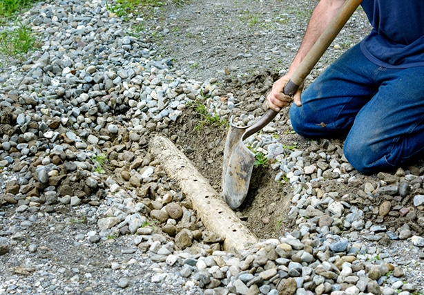 A french drain trough can be dug to drain water.